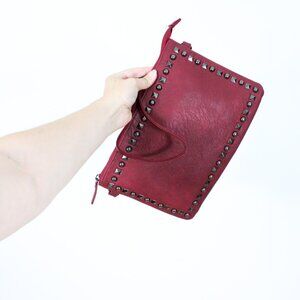 Kate Mee Red Studded Shoulder Bag